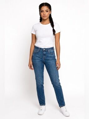 EUC Old Navy SZ 0P blue high rise vintage slim jeans 5-pocket/waist 27”-28”